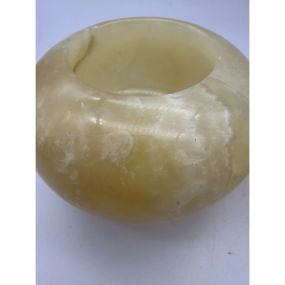 Pair of Alabaster Marble Onyx Votive Holders Trinket Bowls